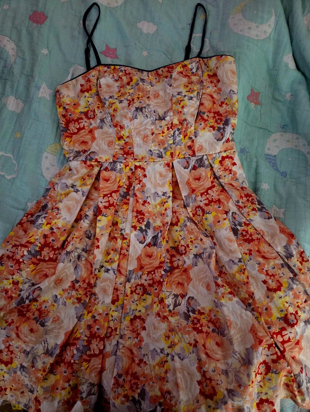 Floral Fit-and-Flare Women’s Dress in Peach and Red